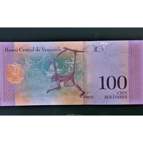 VENEZUELA BANKFRISK / UNC. CIEN 100 BOLIVARES 2018 Ezequiel Zamora & Spider Monkey p106