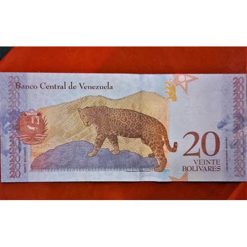 VENEZUELA BANKFRISK / UNC. VEINTE 20 BOLIVARES 2018 Simón Rodriguez & Jaguar p104