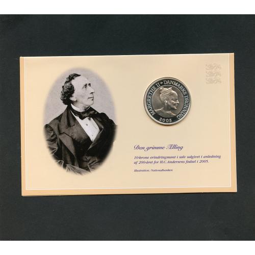(MB043) Møntkort, med sølvmønt H.C Anersen den grimme ælling se foto