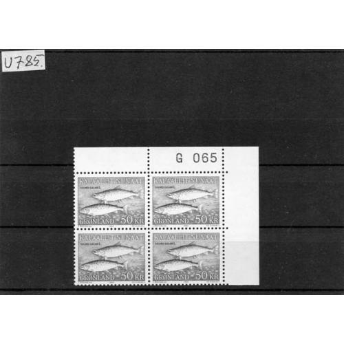 (U785) Marginalblok postfrisk sælges under ½ pålydende, se foto